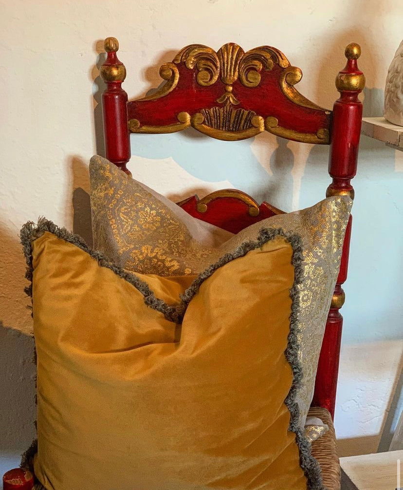 Kuddfodral med frans, gult